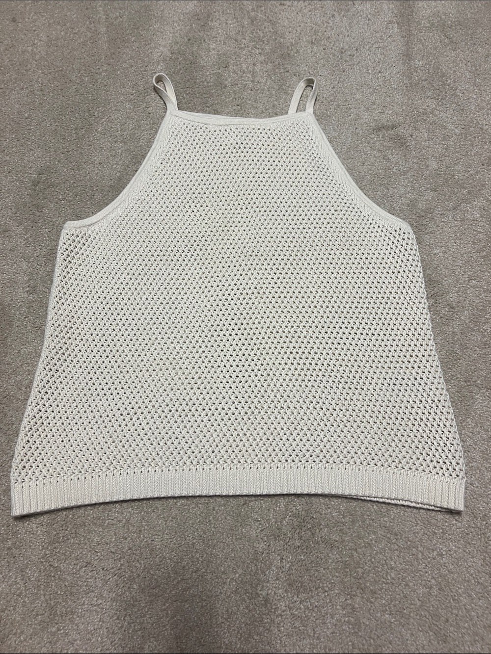 Banana Republic Knit Crochet Tank Top in Cream Size Medium